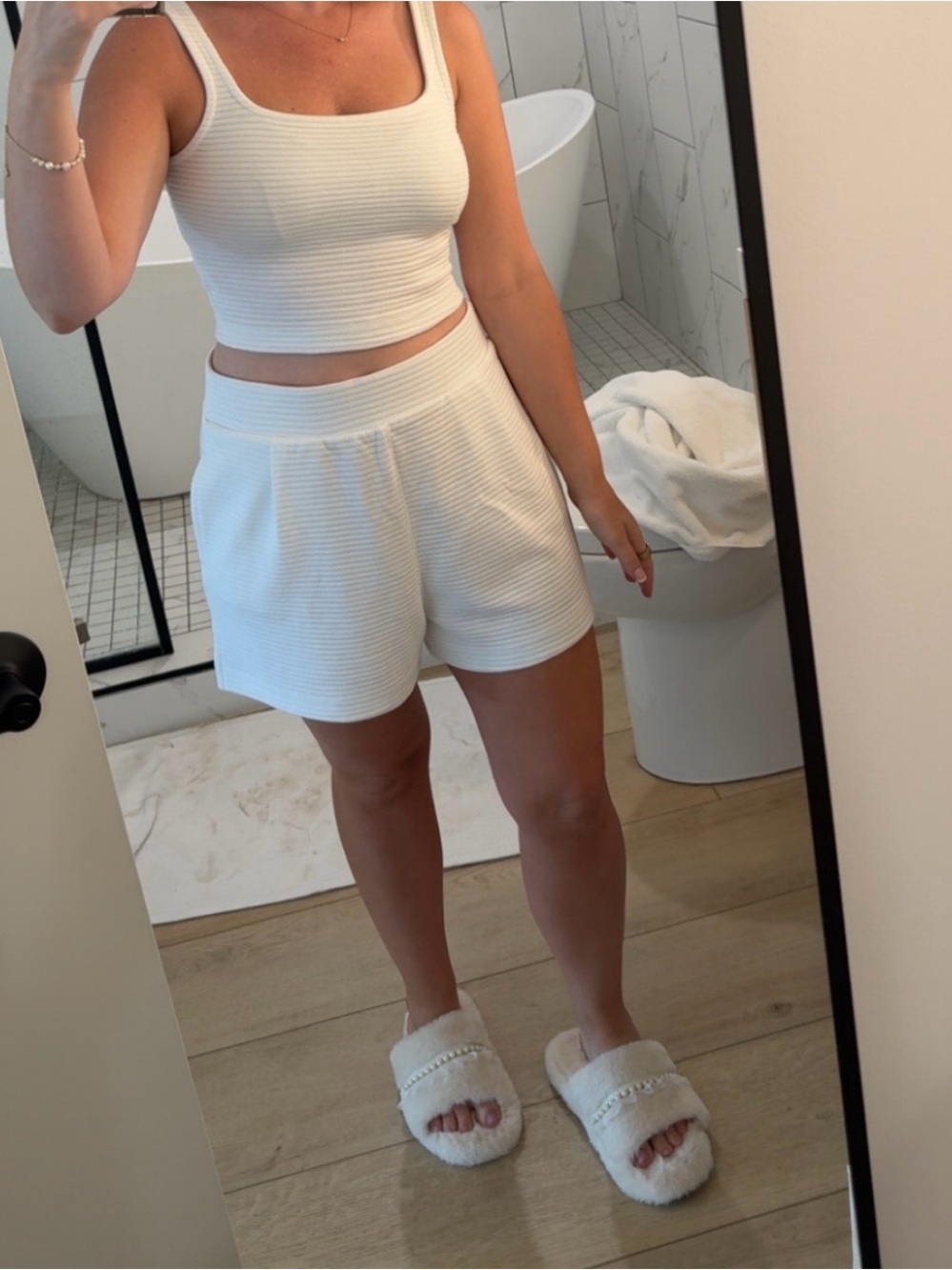 Travis Mathew Yacht Me Ribbed High-Waist Lounge Shorts AND tank